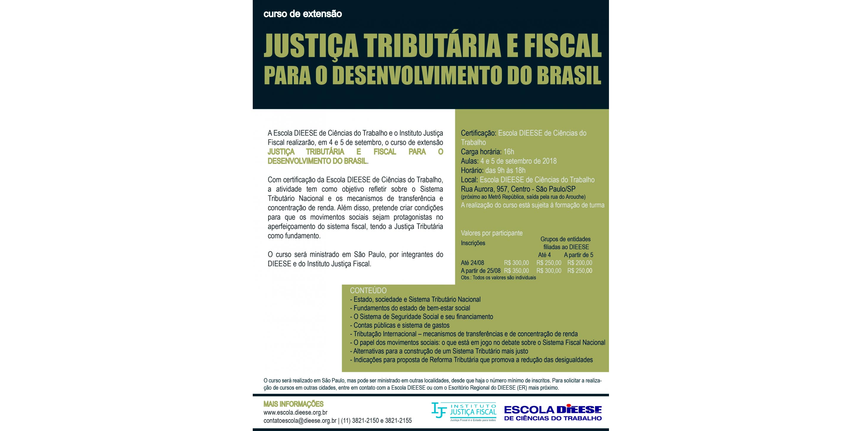 Dieese fará curso sobre Justiça Tributária